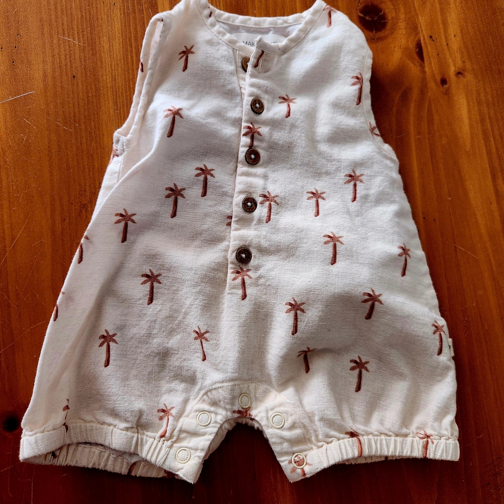 Makemake 6-12m Palm Tree Print Romper